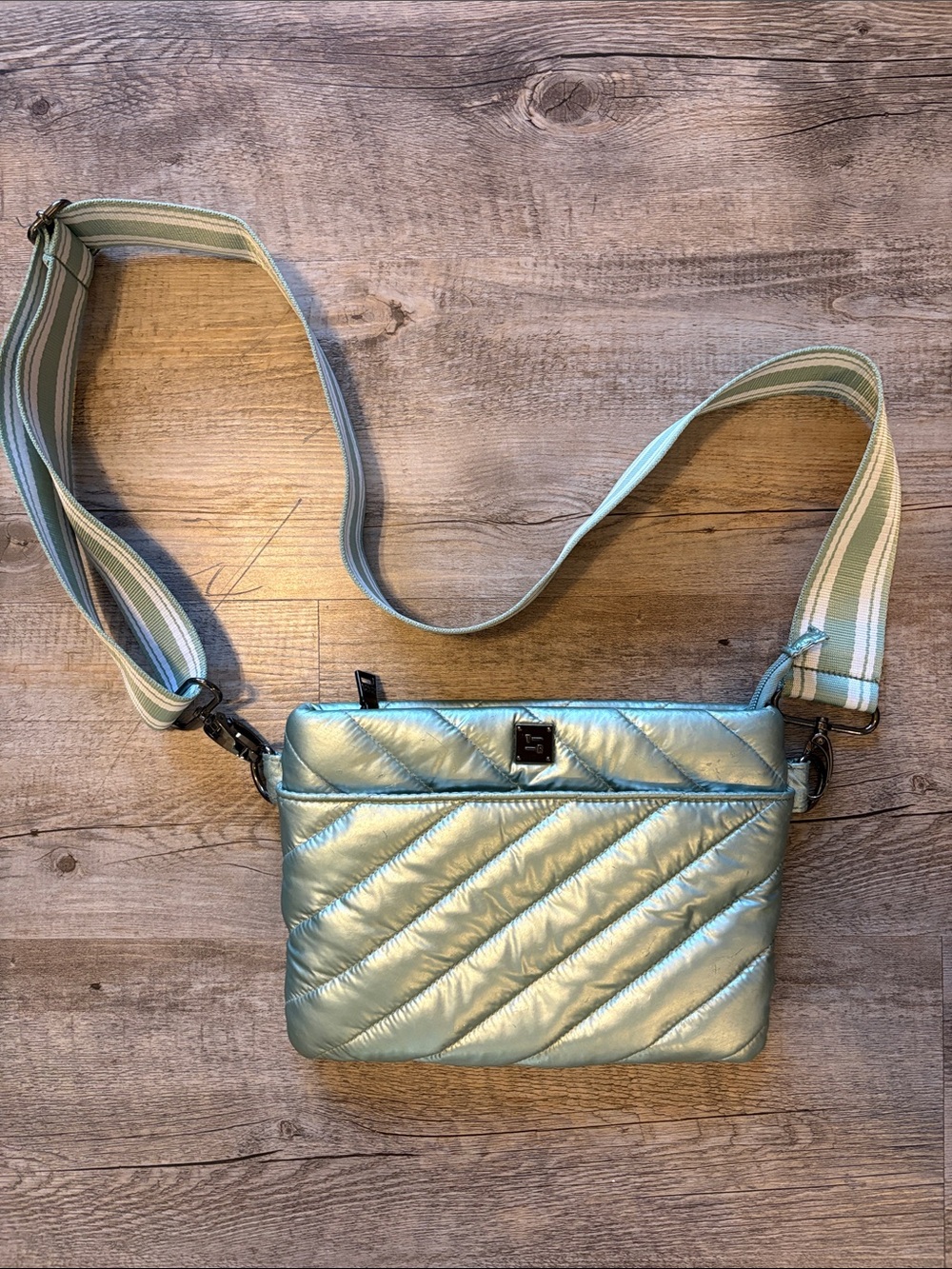 ThinkRoyln Quilted Metallic Seagreen Crossbody Shoulder Bag